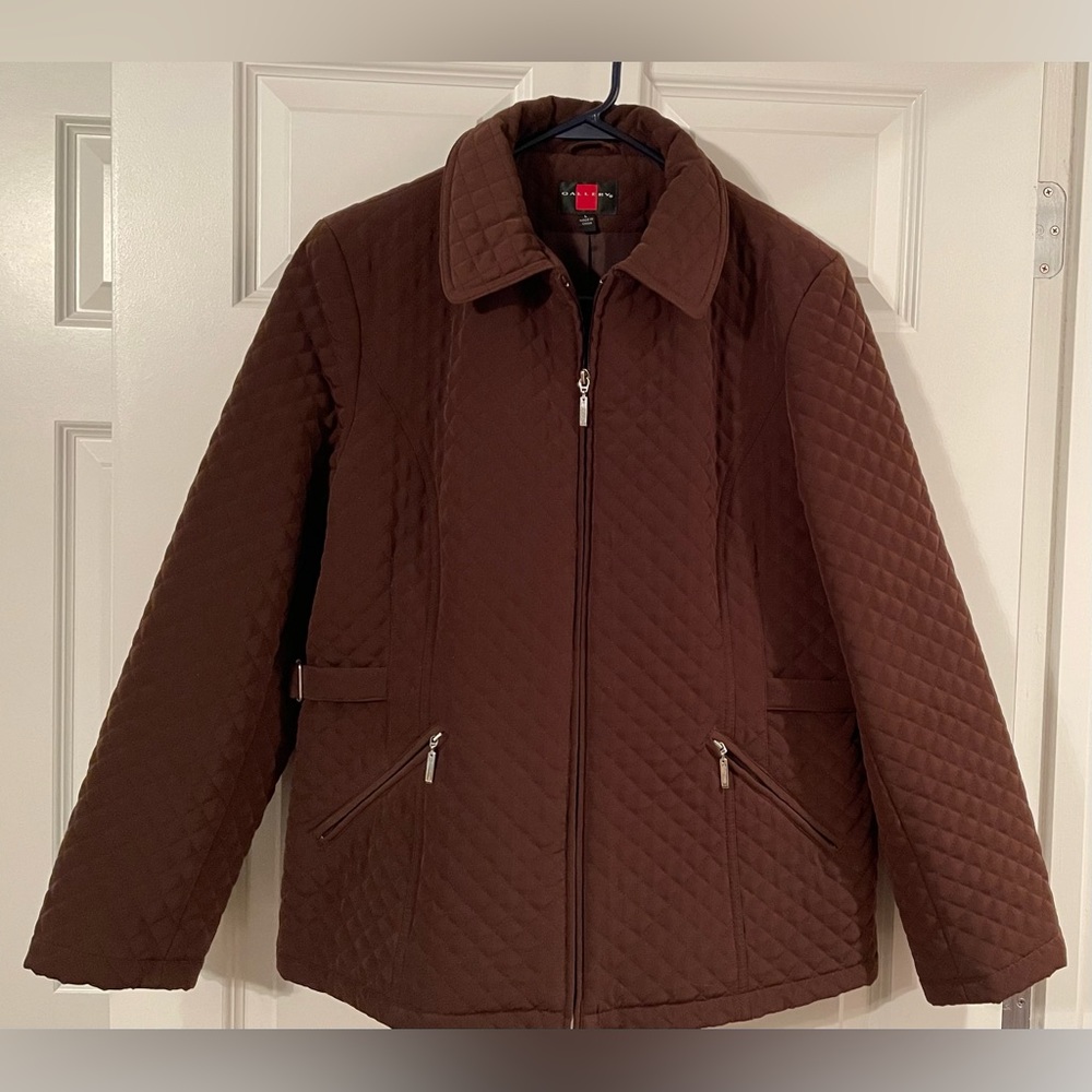 Gallery Women’s Brown Quilted Jacket Coat /Size Large - Picture 2 of 8